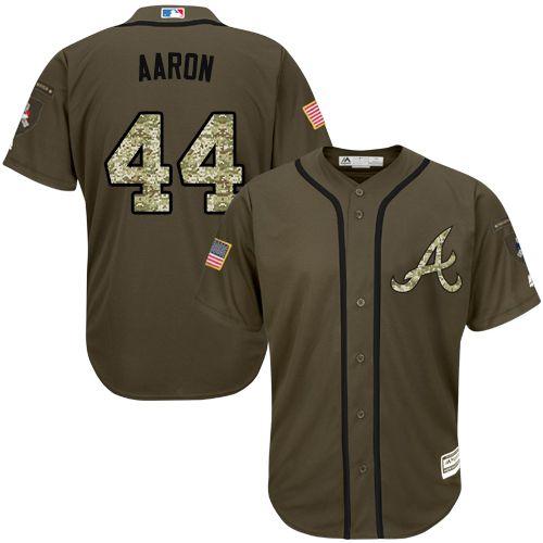 Braves #44 Hank Aaron Green Salute To Service Stitched Jersey