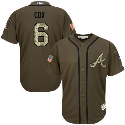 Braves #6 Bobby Cox Green Salute To Service Stitched Jersey