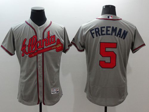 Braves #5 Freddie Freeman Grey Flexbase Authentic Collection Stitched Jersey