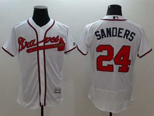 Braves #24 Deion Sanders White Flexbase Authentic Collection Stitched Jersey
