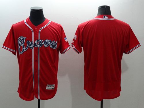 Braves Blank Red Flexbase Authentic Collection Stitched Jersey