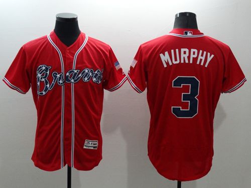 Braves #3 Dale Murphy Red Flexbase Authentic Collection Stitched Jersey