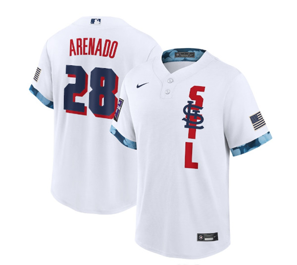 St. Louis Cardinals #28 Nolan Arenado 2021 White All-Star Cool Base Stitched Jersey