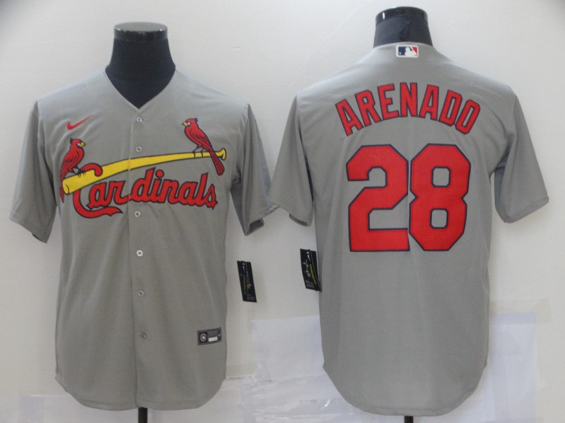St. Louis Cardinals #28 Nolan Arenado Grey Cool Base Stitched Jersey