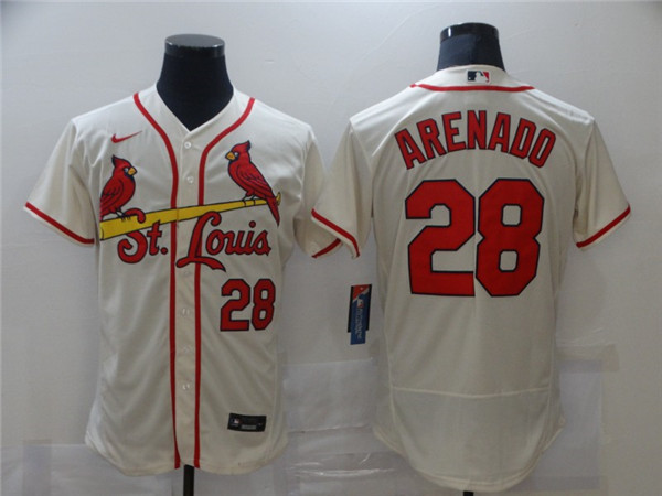 St. Louis Cardinals White #28 Nolan Arenado Cream Flex Base Stitched Jersey