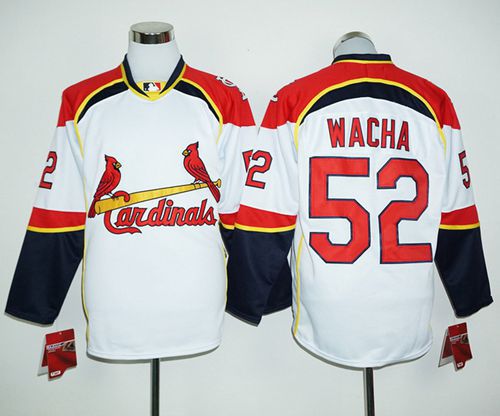 Cardinals #52 Michael Wacha White Red Long Sleeve Stitched Jersey