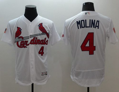 Cardinals #4 Yadier Molina White Fashion Stars Stripes Flexbase Authentic Stitched Jersey