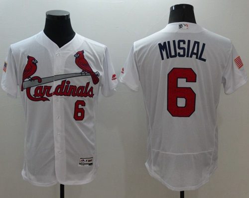 Cardinals #6 Stan Musial White Fashion Stars Stripes Flexbase Authentic Stitched Jersey