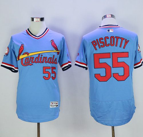 Cardinals #55 Stephen Piscotty Light Blue Flexbase Authentic Collection Cooperstown Stitched Jersey