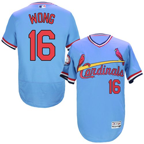 Cardinals #16 Kolten Wong Light Blue Flexbase Authentic Collection Cooperstown Stitched Jersey