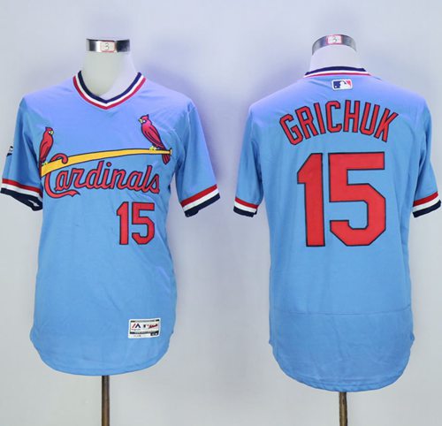 Cardinals #15 Randal Grichuk Light Blue Flexbase Authentic Collection Cooperstown Stitched Jersey