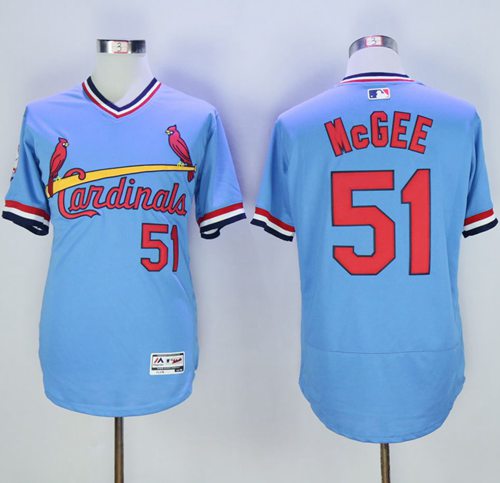 Cardinals #51 Willie McGee Light Blue Flexbase Authentic Collection Cooperstown Stitched Jersey