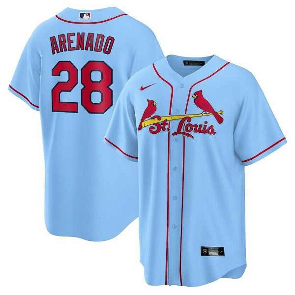 St. Louis Cardinals #28 Nolan Arenado Blue Cool Base Stitched Jersey