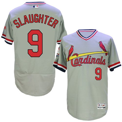 Cardinals #9 Enos Slaughter Grey Flexbase Authentic Collection Cooperstown Stitched Jersey