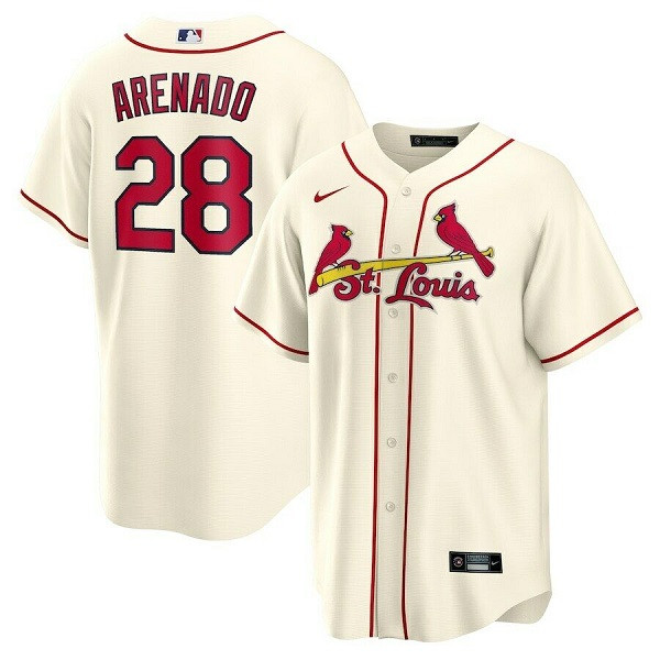 St. Louis Cardinals #28 Nolan Arenado Cream Cool Base Stitched Jersey