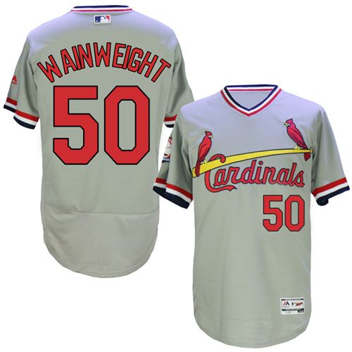 Cardinals #50 Adam Wainwright Grey Flexbase Authentic Collection Cooperstown Stitched Jersey