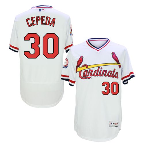 Cardinals #30 Orlando Cepeda White Flexbase Authentic Collection Cooperstown Stitched Jersey