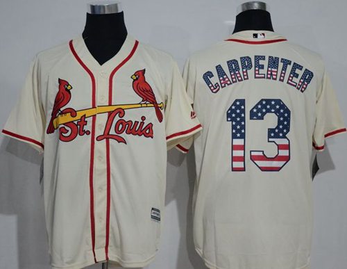Cardinals #13 Matt Carpenter Cream USA Flag Fashion Stitched Jersey