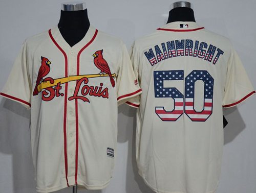 Cardinals #50 Adam Wainwright Cream USA Flag Fashion Stitched Jersey