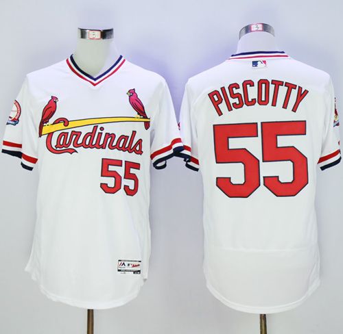 Cardinals #55 Stephen Piscotty White Flexbase Authentic Collection Cooperstown Stitched Jersey