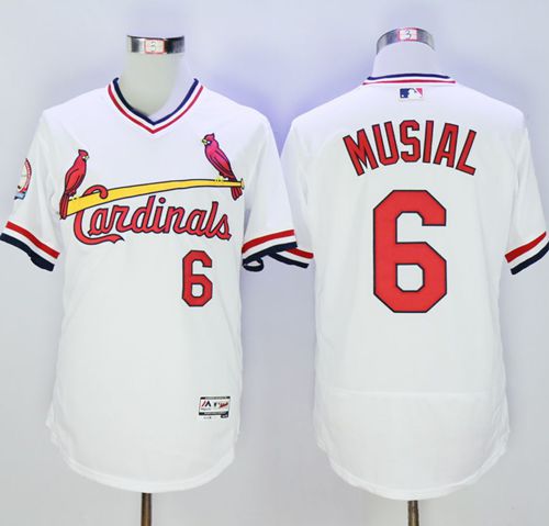 Cardinals #6 Stan Musial White Flexbase Authentic Collection Cooperstown Stitched Jersey