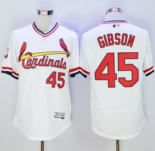 Cardinals #45 Bob Gibson White Flexbase Authentic Collection Cooperstown Stitched Jersey