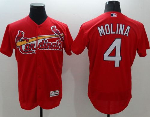 Cardinals #4 Yadier Molina Red Flexbase Authentic Collection Stitched Jersey