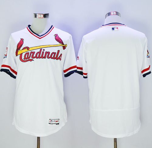 Cardinals Blank White Flexbase Authentic Collection Cooperstown Stitched Jersey