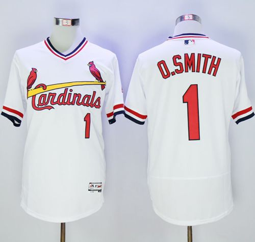 Cardinals #1 Ozzie Smith White Flexbase Authentic Collection Cooperstown Stitched Jersey