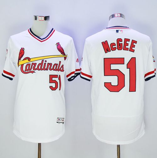 Cardinals #51 Willie McGee White Flexbase Authentic Collection Cooperstown Stitched Jersey