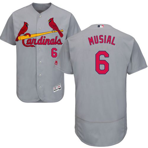 Cardinals #6 Stan Musial Grey Flexbase Authentic Collection Stitched Jersey