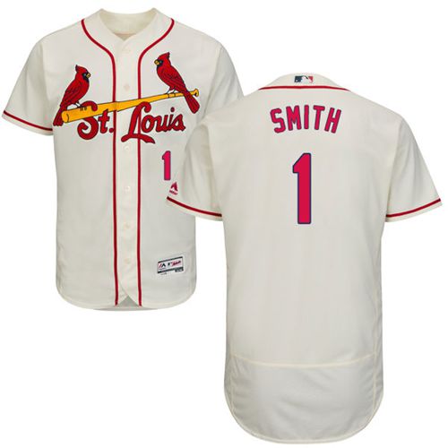 Cardinals #1 Ozzie Smith Cream Flexbase Authentic Collection Stitched Jersey