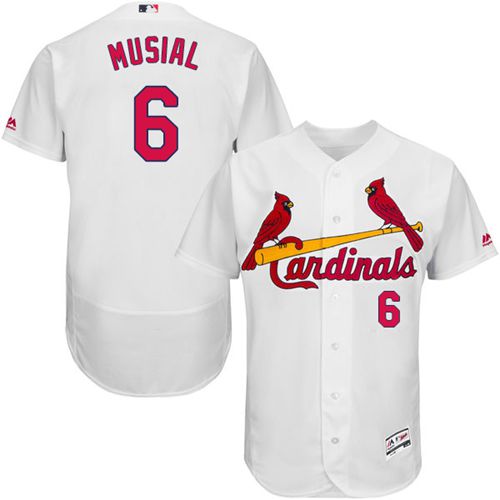 Cardinals #6 Stan Musial White Flexbase Authentic Collection Stitched Jersey