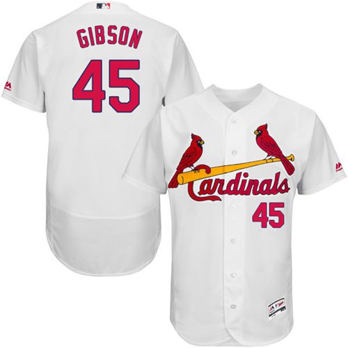Cardinals #45 Bob Gibson White Flexbase Authentic Collection Stitched Jersey