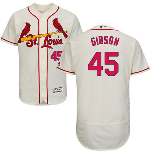 Cardinals #45 Bob Gibson Cream Flexbase Authentic Collection Stitched Jersey