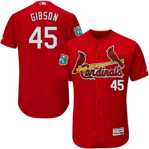 Cardinals #45 Bob Gibson Red Flexbase Authentic Collection Stitched Jersey
