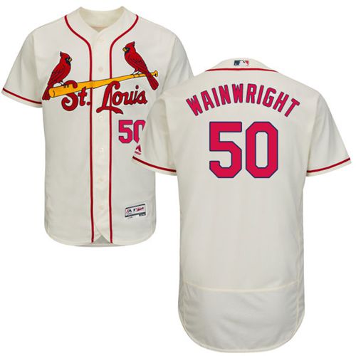 Cardinals #50 Adam Wainwright Cream Flexbase Authentic Collection Stitched Jersey