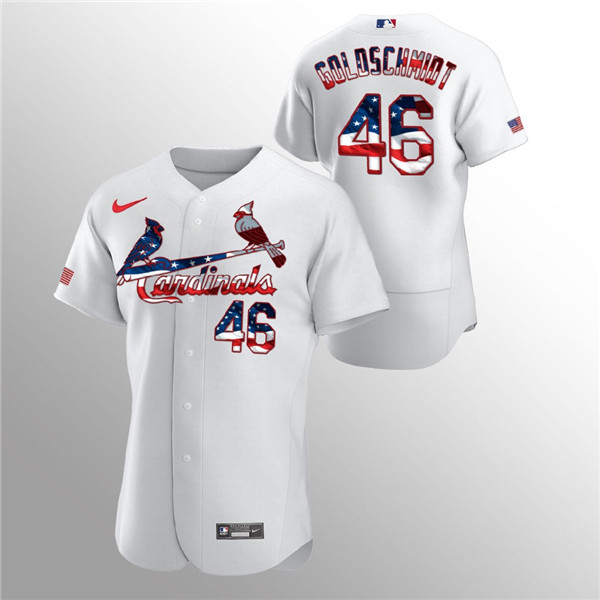 St. Louis Cardinals White #46 Paul Goldschmidt 2020 Stars Stripes Flex Base Stitched Jersey