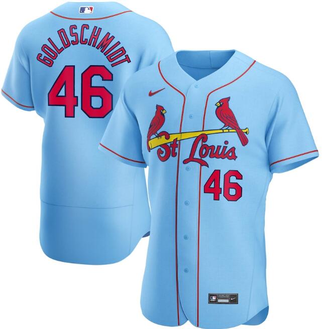 St. Louis Cardinals Blue #46 Paul Goldschmidt Flex Base Stitched Jersey