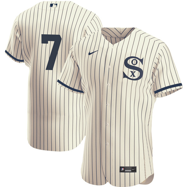Chicago White Sox #7 Tim Anderson 2021 Cream Navy Field Of Dreams Flex Base Stitched Jersey