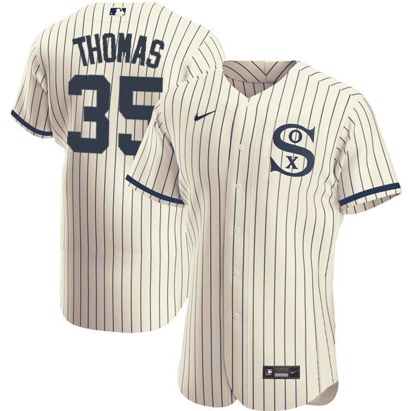 Chicago White Sox #35 Frank Thomas 2021 Cream Navy Field Of Dreams Name Number Flex Base Stitched Jersey
