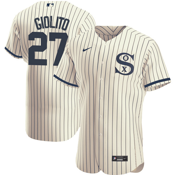 Chicago White Sox #27 Lucas Giolito 2021 Cream Navy Field Of Dreams Name Number Flex Base Stitched Jersey
