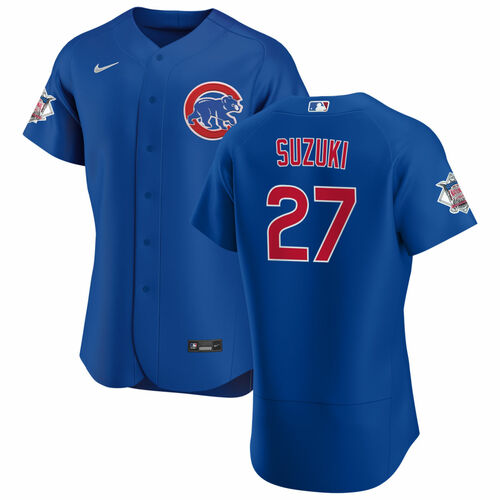Chicago Cubs #27 Seiya Suzuki Blue Flex Base Stitched Jersey