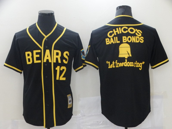 Chico's Bail Bonds Bad News Bears #12 Black Stitched Jersey