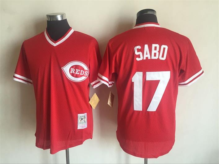 Cincinnati Reds #17 Chris Sabo Mitchell And Ness Red 1990 Throwback Stitched Jersey