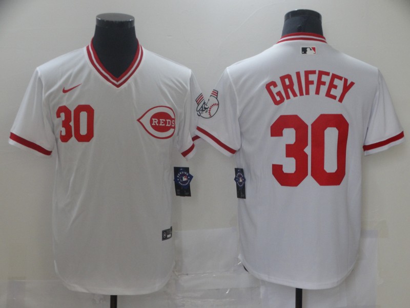 Cincinnati Reds #30 Ken Griffey White Cool Base Stitched Jersey