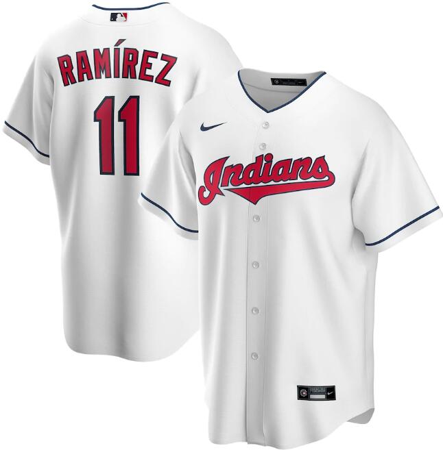 Cleveland Indians White #11 José Ramírez Cool Base Stitched Jersey