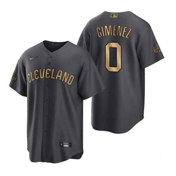 Cleveland Guardians #0 Andres Gimenez Charcoal 2022 All-Star Cool Base Stitched Baseball Jersey