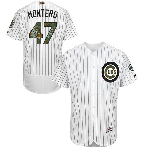 Cubs #47 Miguel Montero White(Blue Strip) Flexbase Authentic Collection 2016 Memorial Day Stitched Jersey