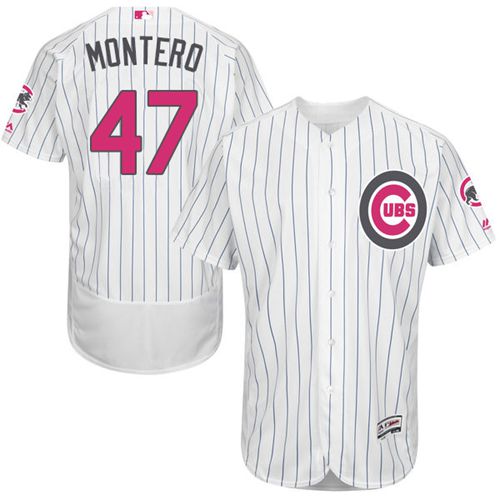 Cubs #47 Miguel Montero White(Blue Strip) Flexbase Authentic Collection 2016 Mother's Day Stitched Jersey